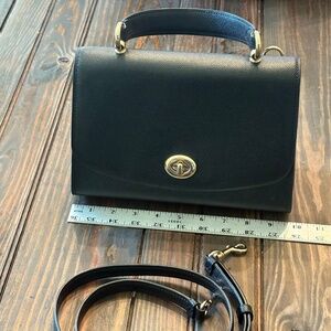 Coach Tilly Top Handle Grain Leather Satchel Crossbody Shoulder Bag Black EC